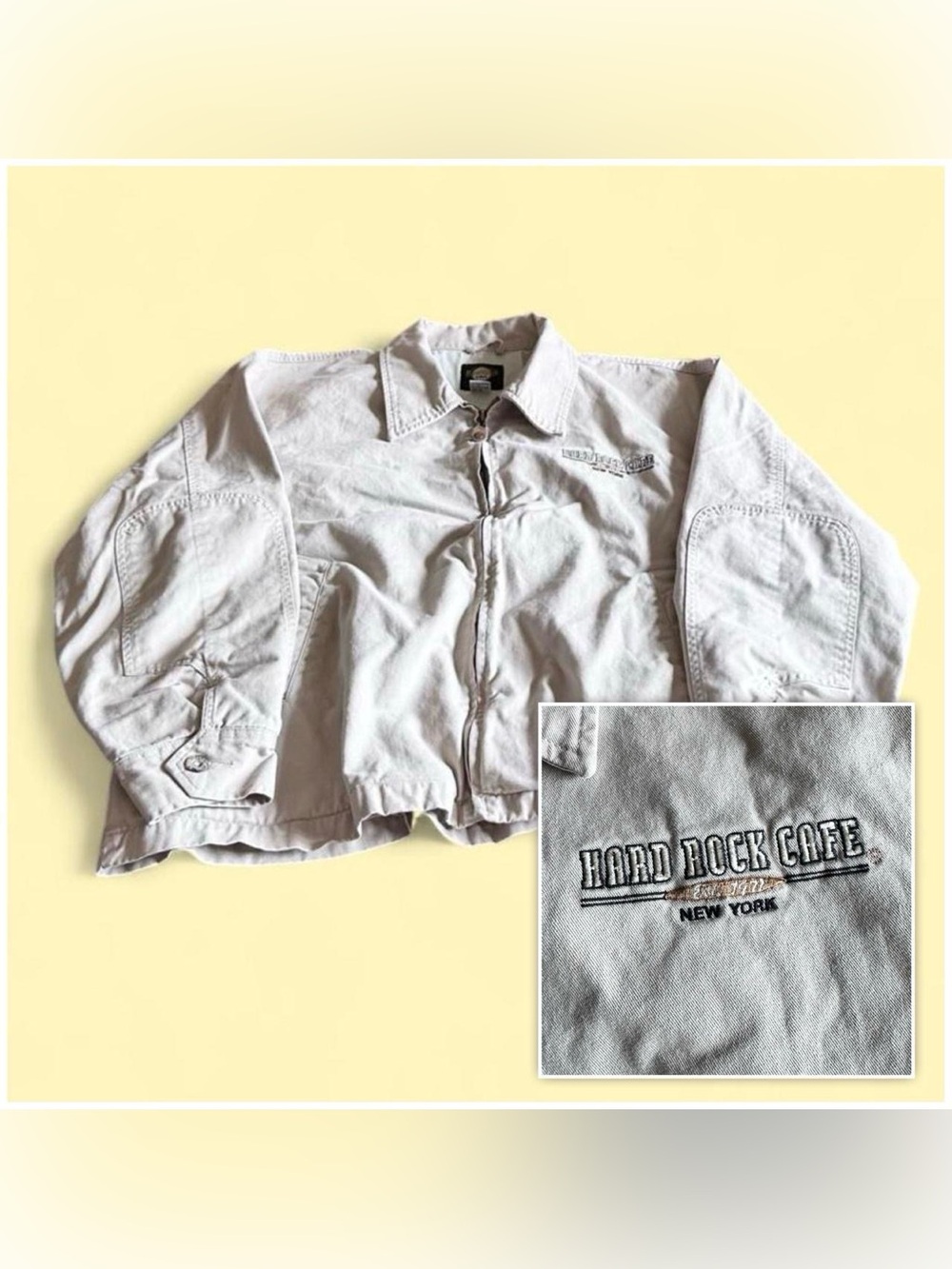 Vintage Hard Rock Cafe New York Harrington Jacket Beige Men’s XL